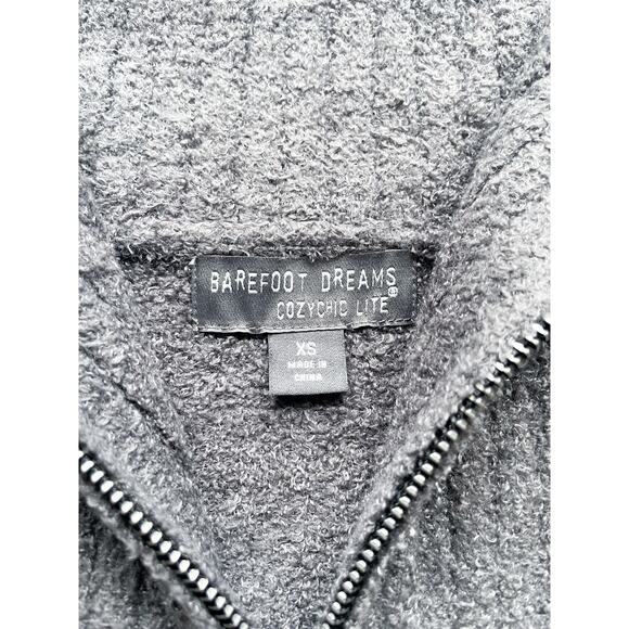 Barefoot Dreams Cozychic Lite Gray Quarter Zip Sweter Size XS - Picture 2 of 6